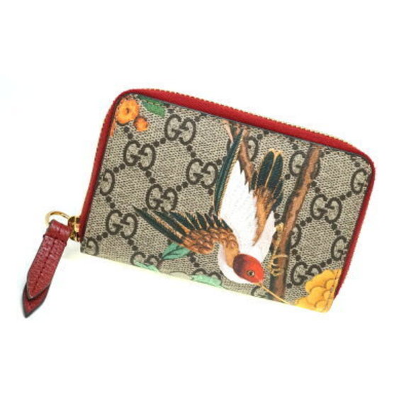 GUCCI Case Bird Flower Canvas GG Leather Accessory - Picture 1 of 6